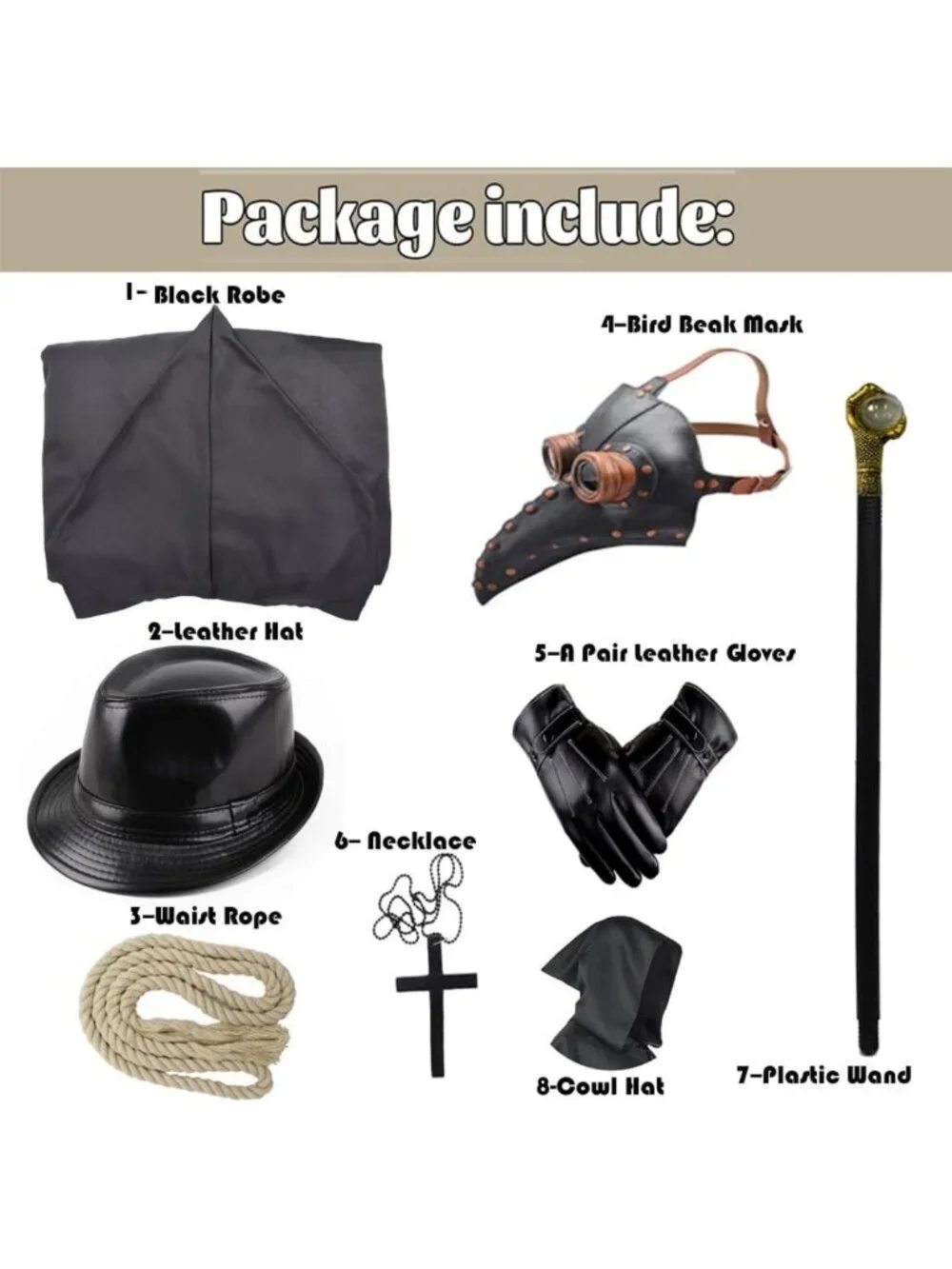 Steampunk Plague Doctor Mask & Cloak Set | Halloween Costume, Horror Party Props